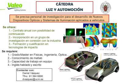 Se precisa personal de investigación para el desarrollo de Nuevos Dispositivos Ópticos y Sistemas de Iluminación aplicados a vehículos